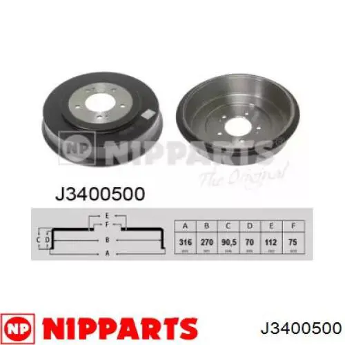 Тормозной барабан TAH03C Japan Parts