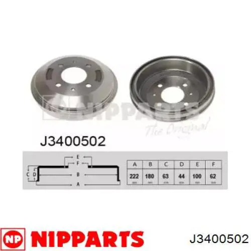 Задний барабан Nipparts J3400502