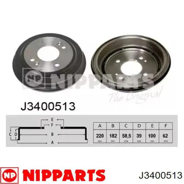 J3400513 Nipparts Тормозной барабан