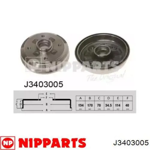 Тормозной барабан J3403005 Nipparts