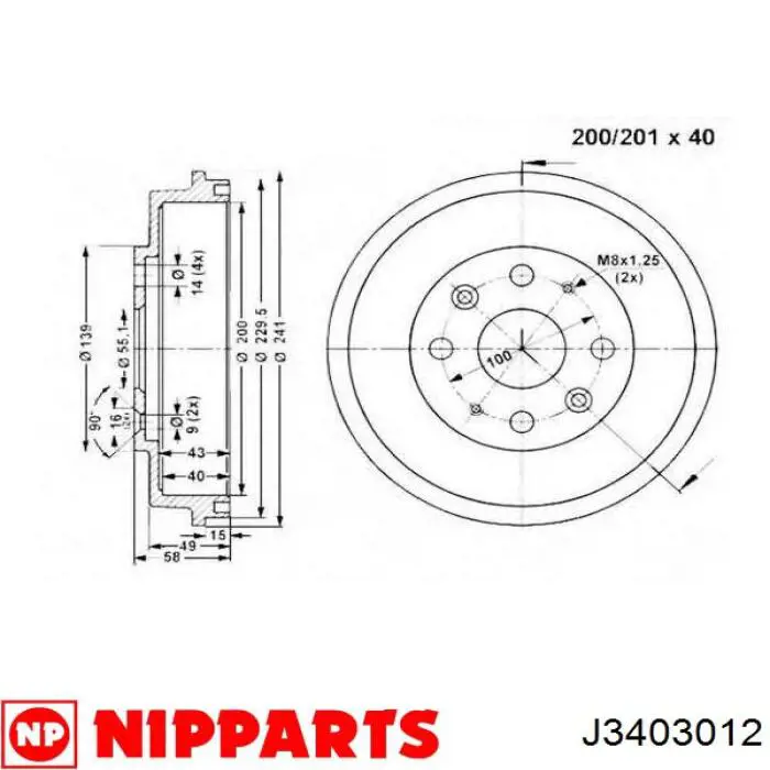 Барабан тормозной задний Nipparts J3403012 цена, от 14.02 USD