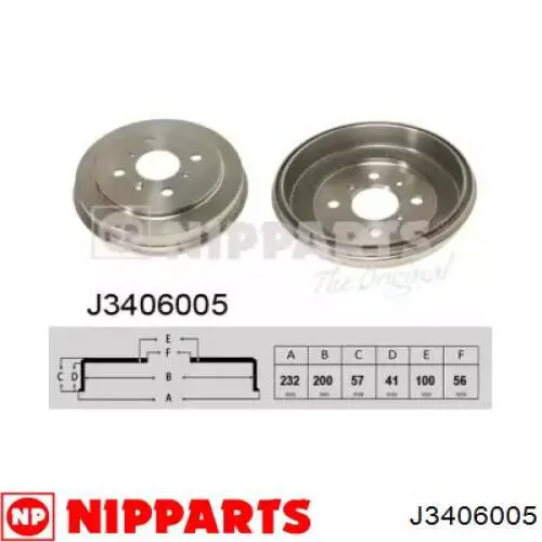 Тормозной барабан J3406005 Nipparts