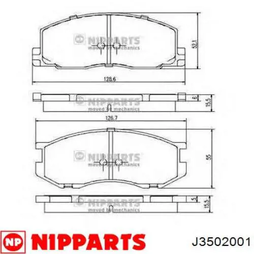 J3502001 Nipparts Барабанные тормозные колодки