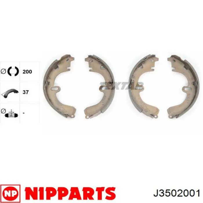 Купить J3502001 Nipparts Задние барабанные тормозные колодки