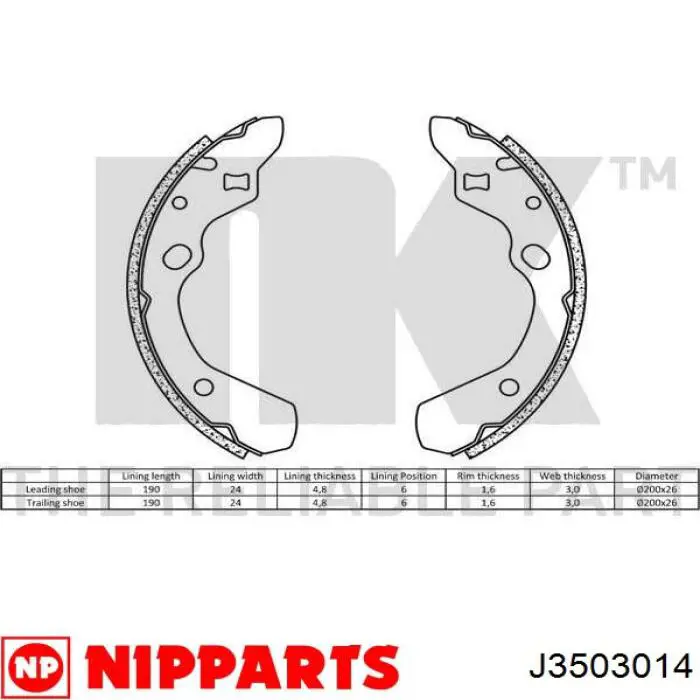 Задние барабанные колодки B4Y52638ZB Mazda