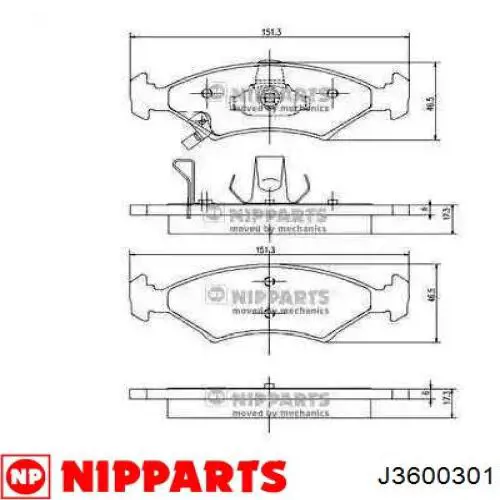 J3600301 Nipparts колодки тормозные передние дисковые