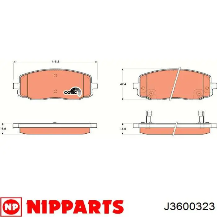 Pastillas de freno delanteras J3600323 Nipparts