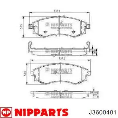 Передние тормозные колодки J3600401 Nipparts