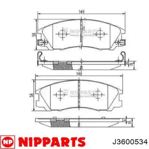 Передние тормозные колодки J3600534 Nipparts