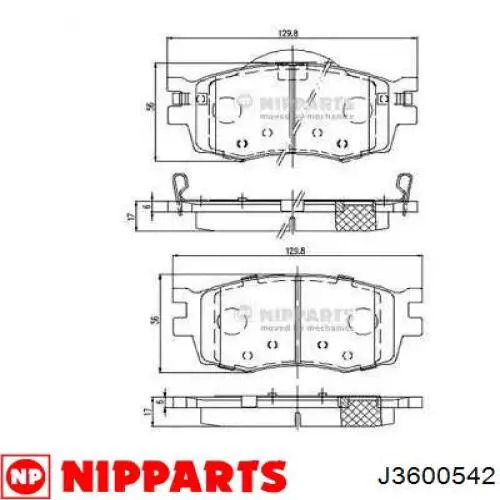 Передние тормозные колодки J3600542 Nipparts