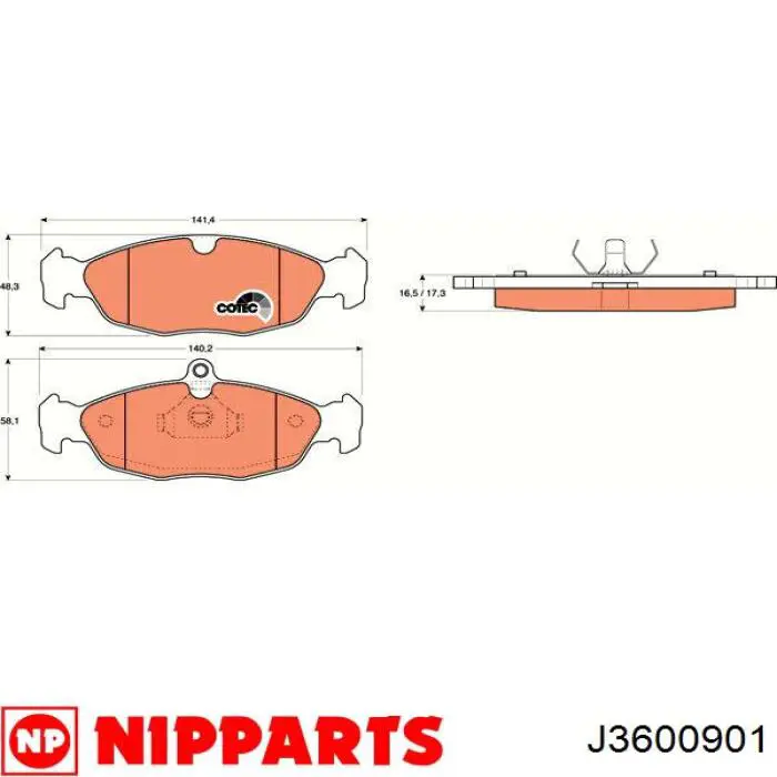 Купить J3600901 Nipparts Колодки тормозные