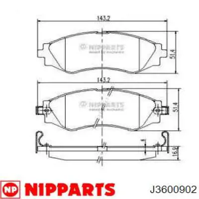 Купить J3600902 Nipparts Колодки тормозные