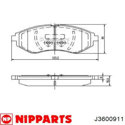 J3600911 Nipparts колодки тормозные передние дисковые