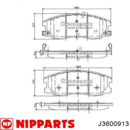 J3600913 Nipparts передние тормозные колодки