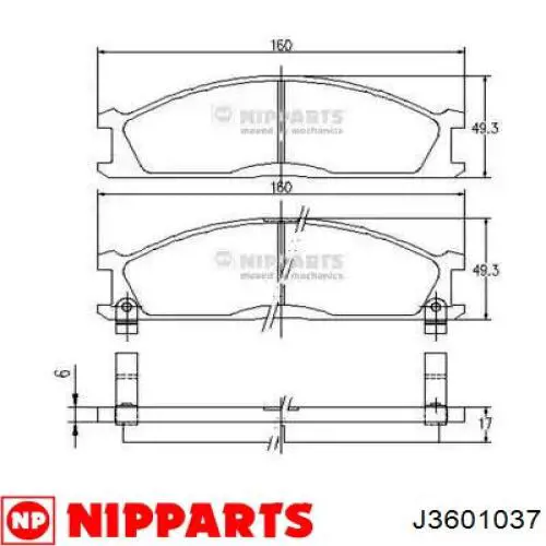 J3601037 Nipparts колодки тормозные передние дисковые