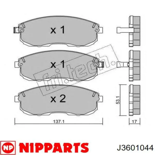 Передние тормозные колодки J3601044 Nipparts
