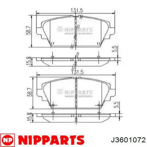 Передние тормозные колодки J3601072 Nipparts