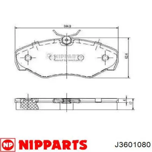 Колодки тормозные передние дисковые NIPPARTS J3601080