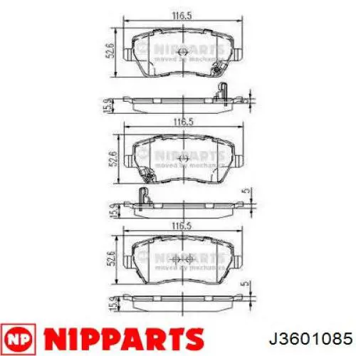 Купить J3601085 Nipparts Колодки тормозные