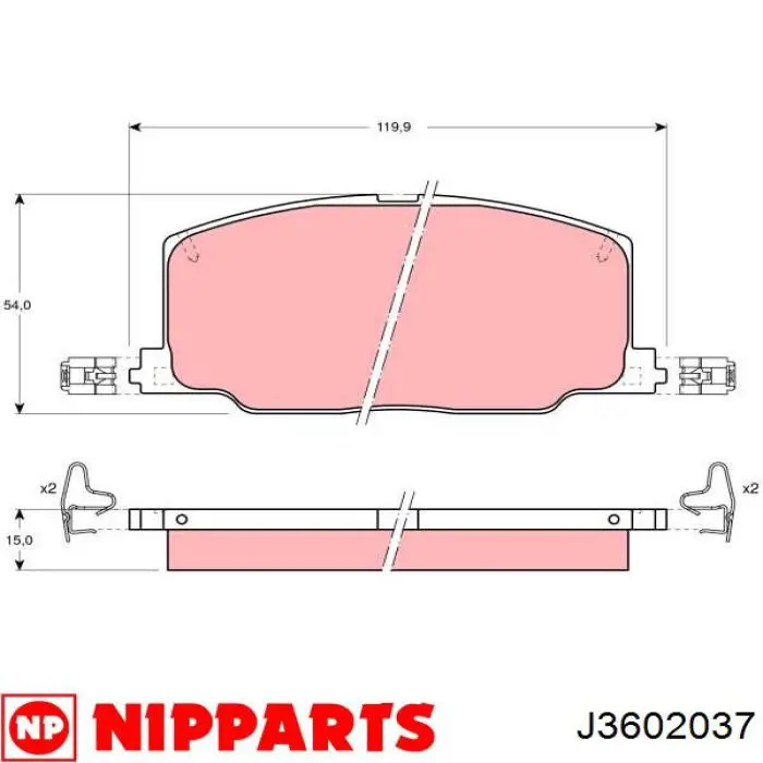Pastillas de freno delanteras J3602037 Nipparts