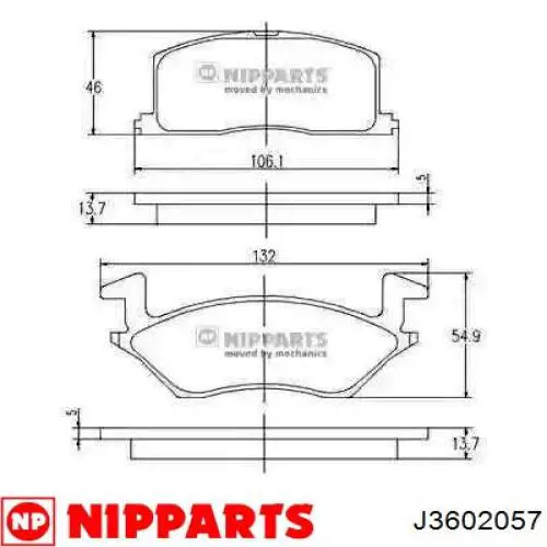 Передние тормозные колодки J3602057 Nipparts