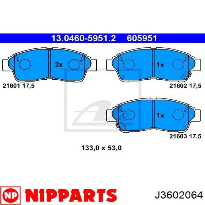 Купить J3602064 Nipparts Колодки тормозные