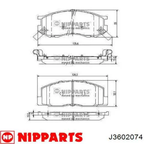 J3602074 Nipparts колодки тормозные передние дисковые