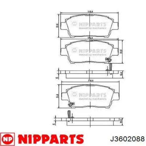 J3602088 Nipparts Колодки передние