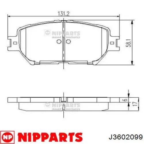 Передние тормозные колодки J3602099 Nipparts