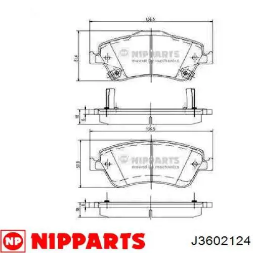 J3602124 Nipparts колодки тормозные передние дисковые