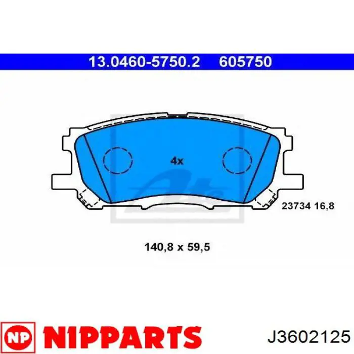 Купить J3602125 Nipparts Колодки тормозные