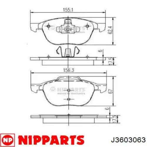 J3603063 Nipparts передние тормозные колодки