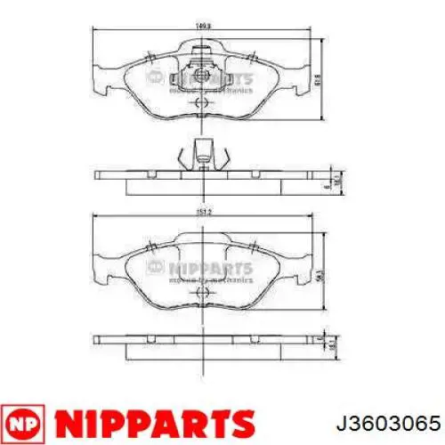 Передние тормозные колодки J3603065 Nipparts