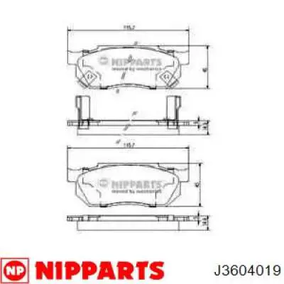 J3604019 Nipparts передние тормозные колодки