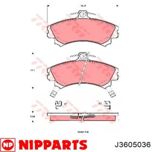 Купить J3605036 Nipparts Колодки тормозные