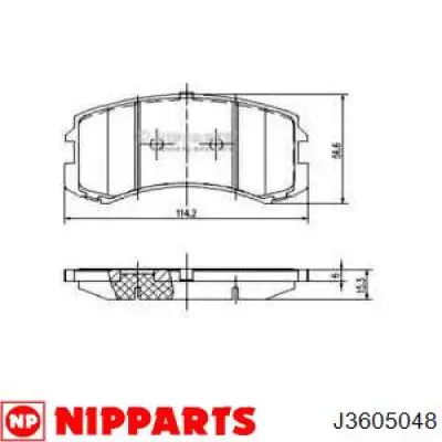 Купить J3605048 Nipparts Колодки тормозные