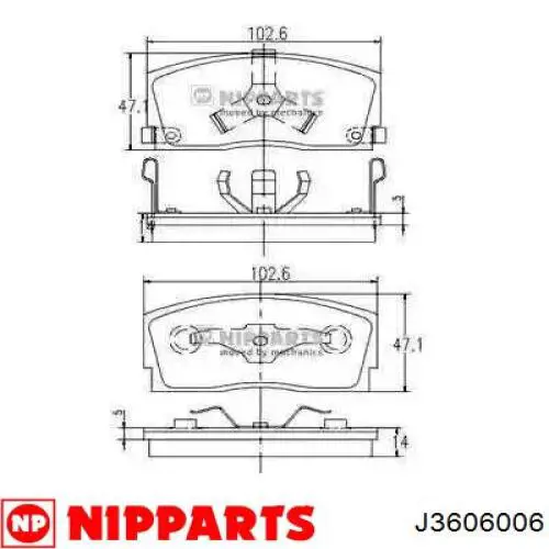 Передние тормозные колодки J3606006 Nipparts