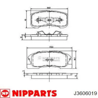 J3606019 Nipparts колодки тормозные передние дисковые