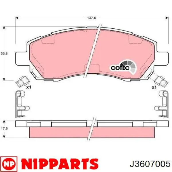 Купить J3607005 Nipparts Колодки тормозные