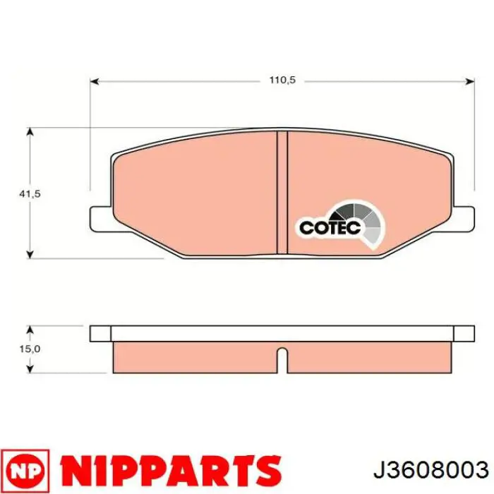 Pastillas de freno delanteras J3608003 Nipparts