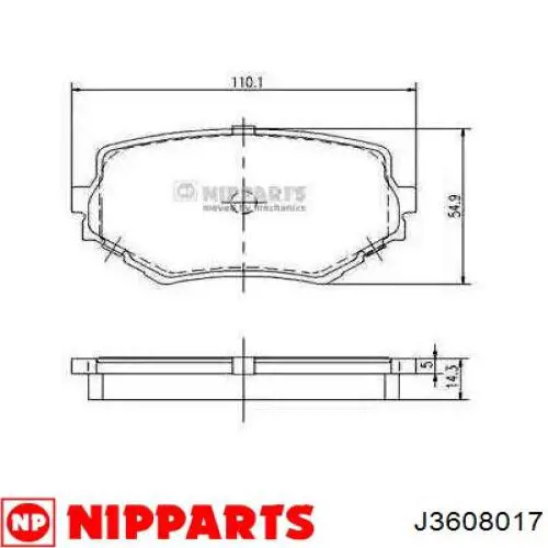 Передние тормозные колодки J3608017 Nipparts