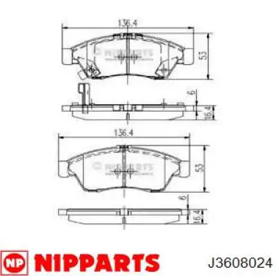 Pastillas de freno delanteras J3608024 Nipparts