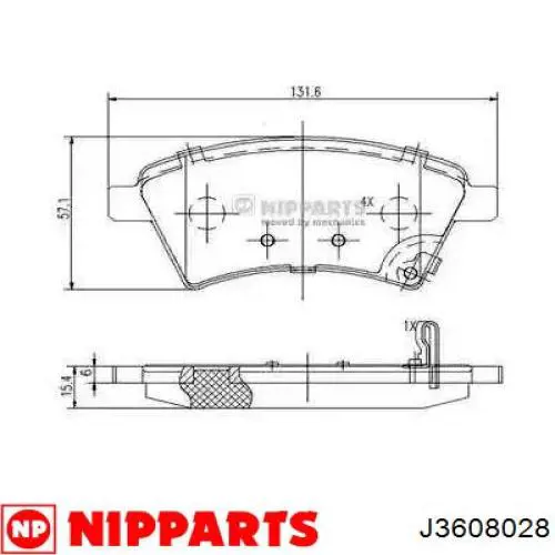 J3608028 Nipparts передние тормозные колодки