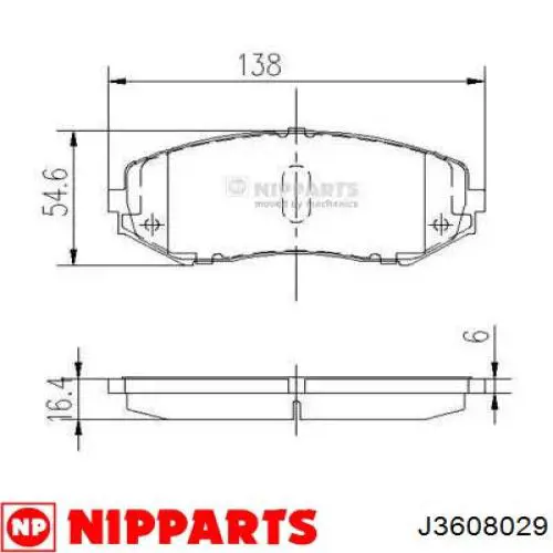 Колодки тормозные передние дисковые NIPPARTS J3608029