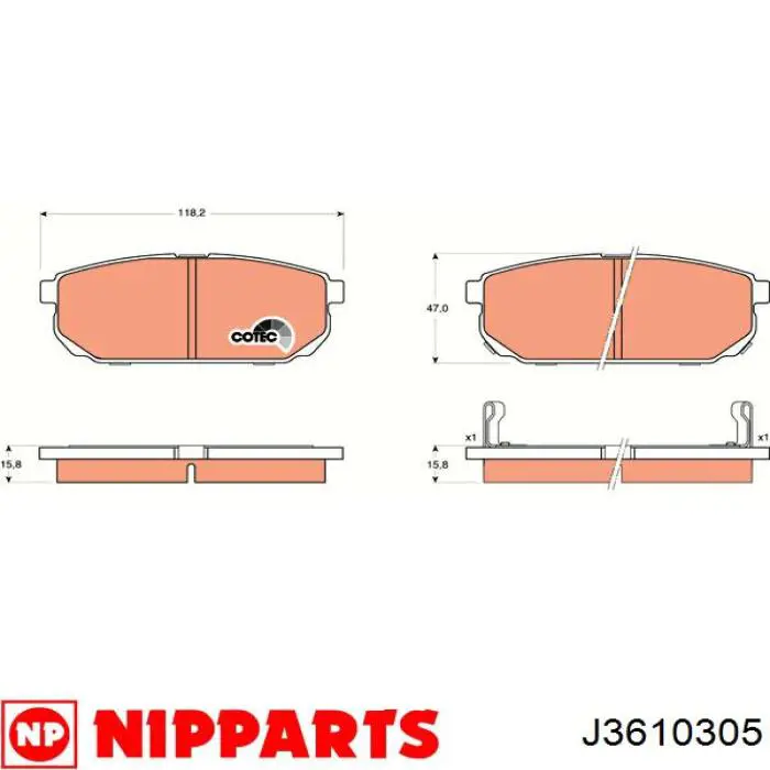 Задние тормозные колодки J3610305 Nipparts