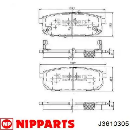 Колодки тормозные задние дисковые NIPPARTS J3610305
