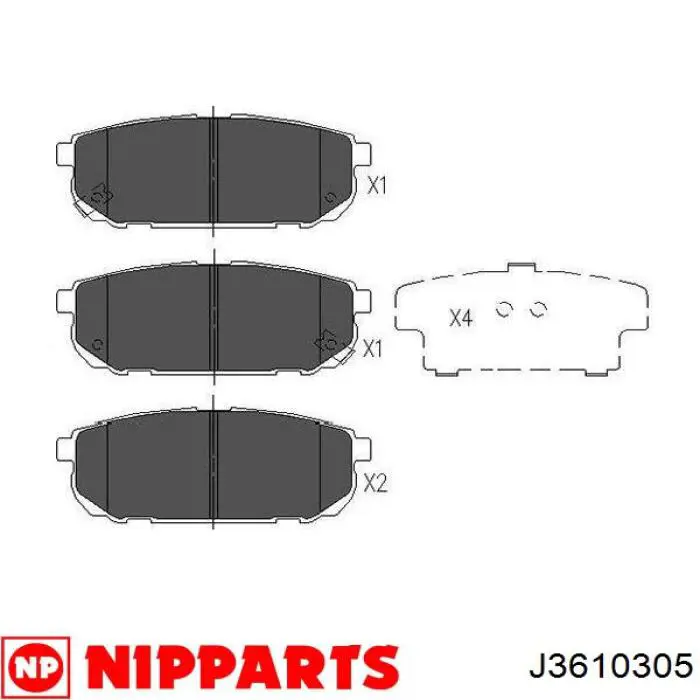 Купить J3610305 Nipparts Колодки тормозные задние, дисковые