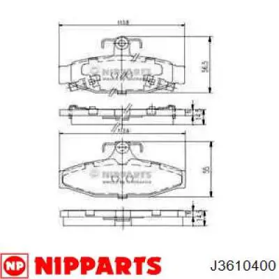 J3610400 Nipparts колодки тормозные задние дисковые