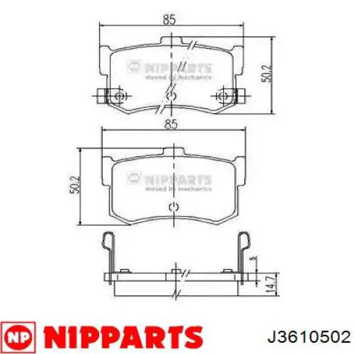J3610502 Nipparts колодки тормозные задние дисковые