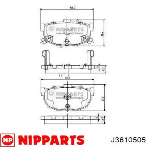 Колодки тормозные задние дисковые NIPPARTS J3610505